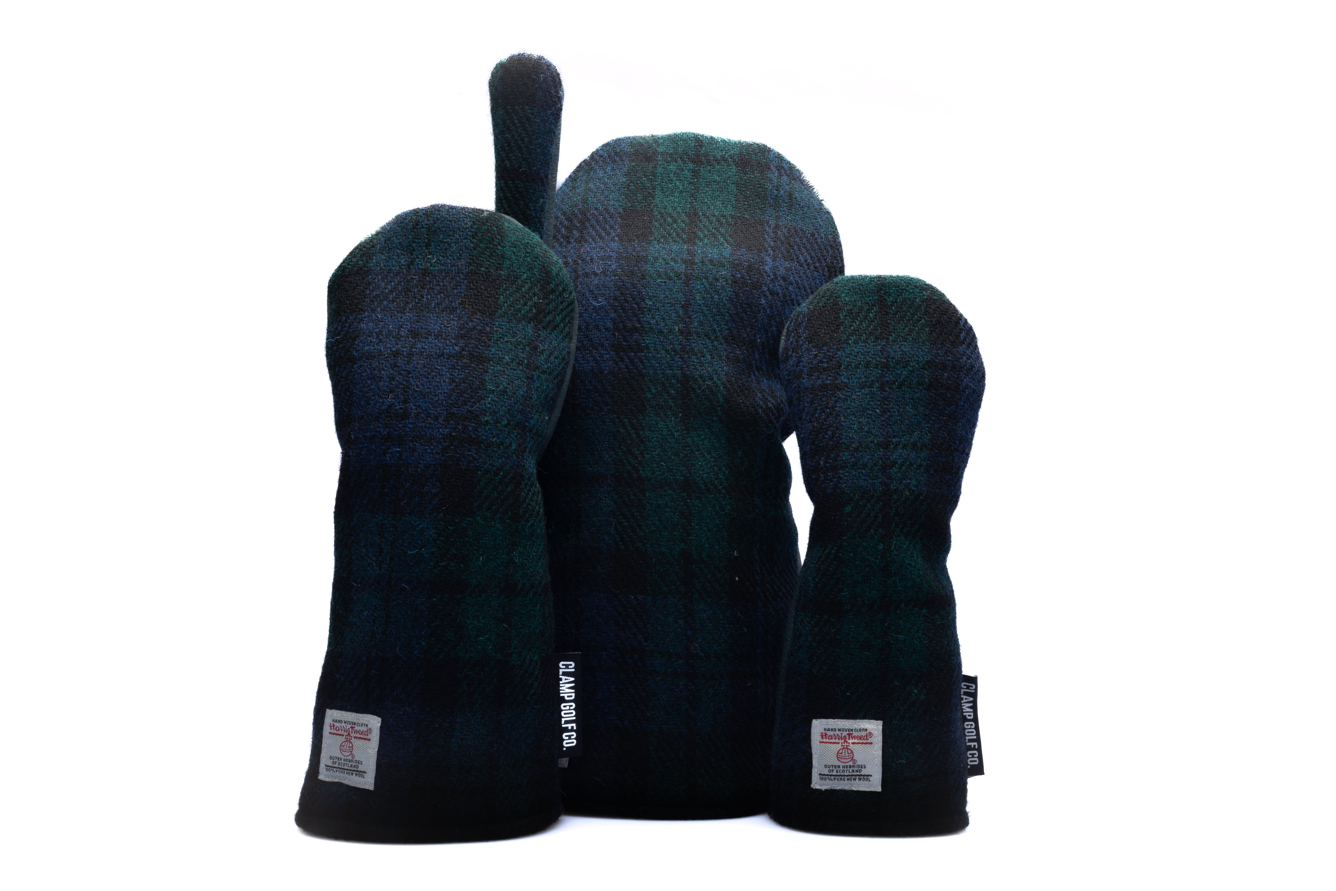 Navy & Green Black Watch Tartan Harris Tweed® Headcovers