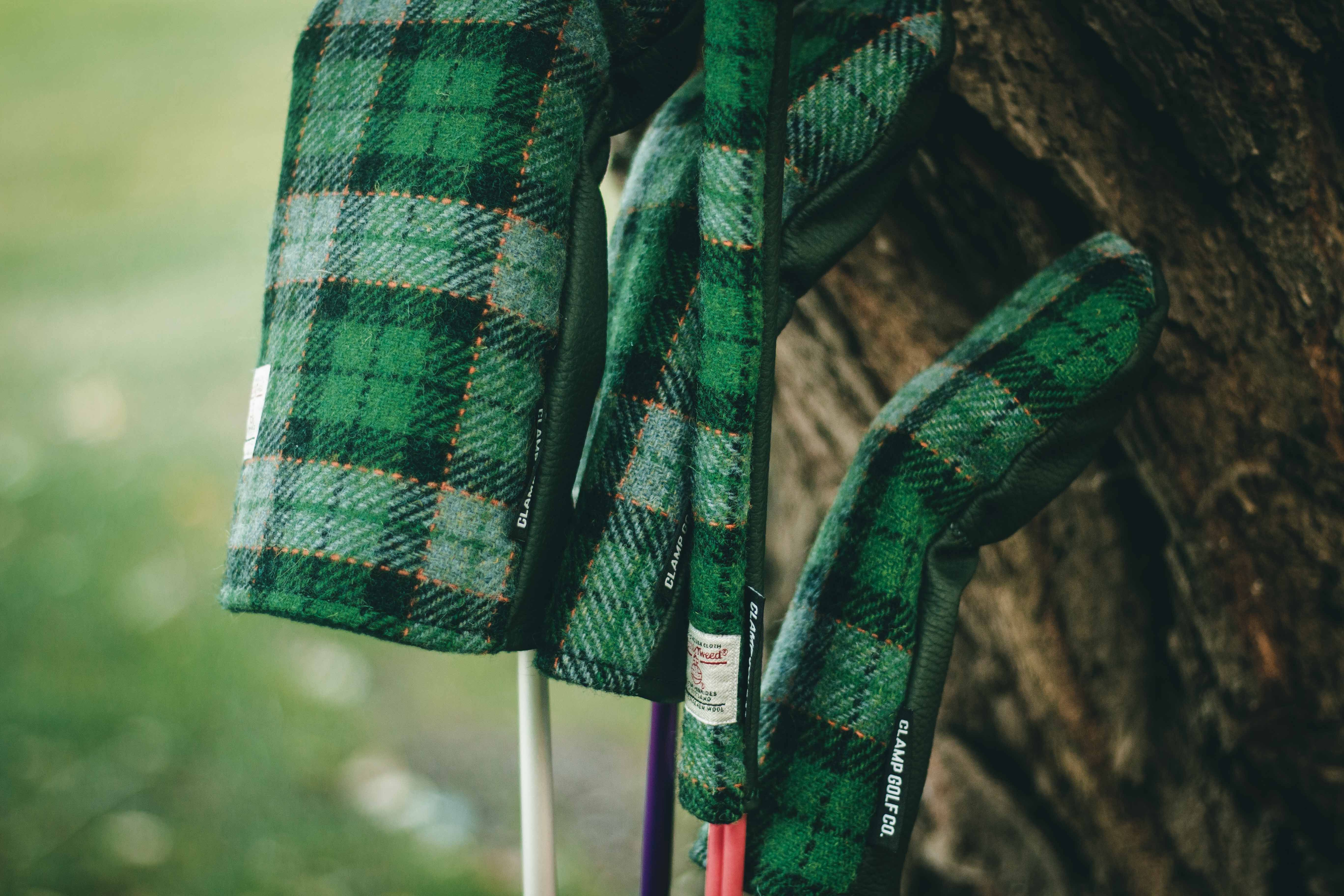 Green & Blue Tartan Check Harris Tweed® Headcovers