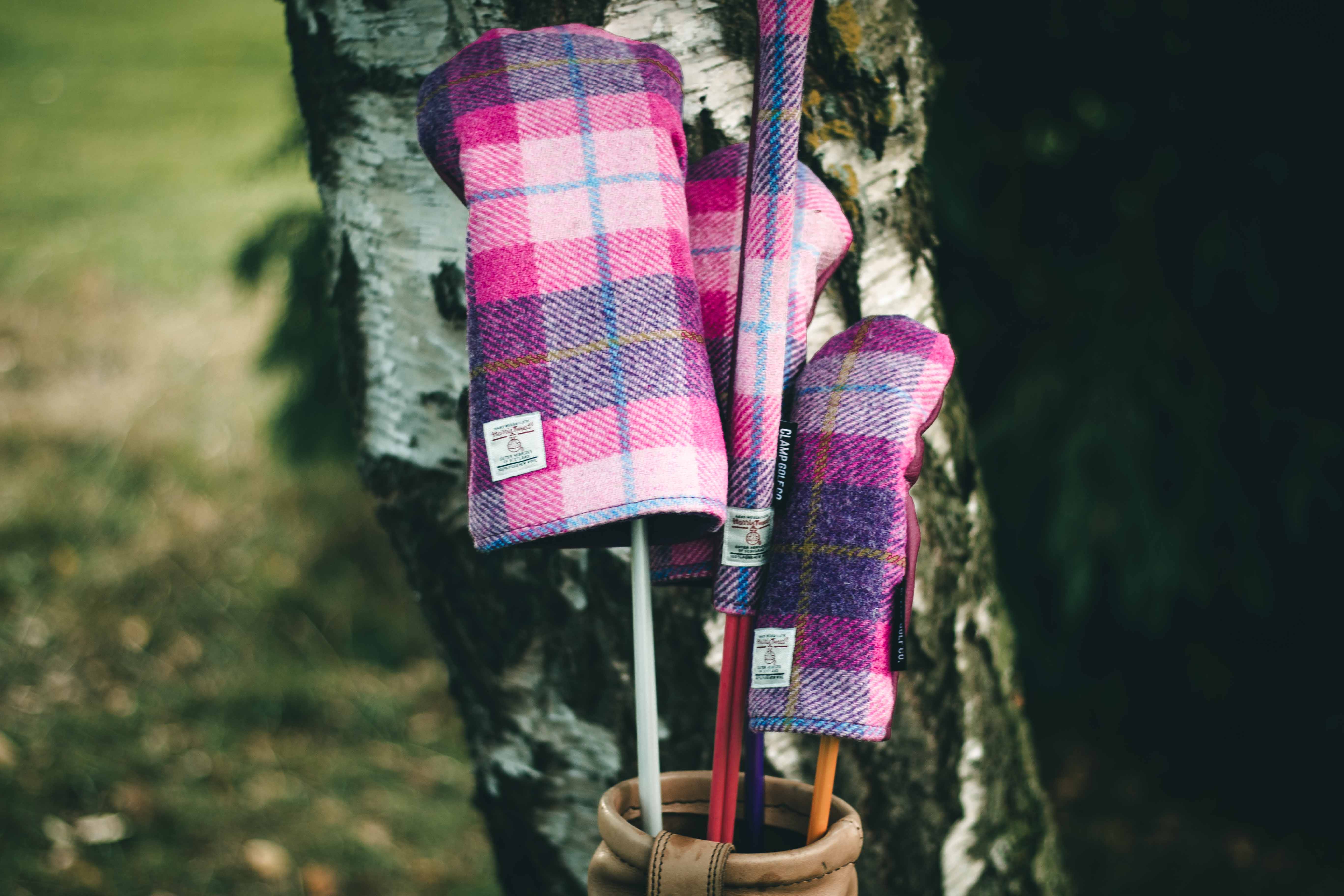 Pink & Dark Violet Harris Tweed® Headcovers