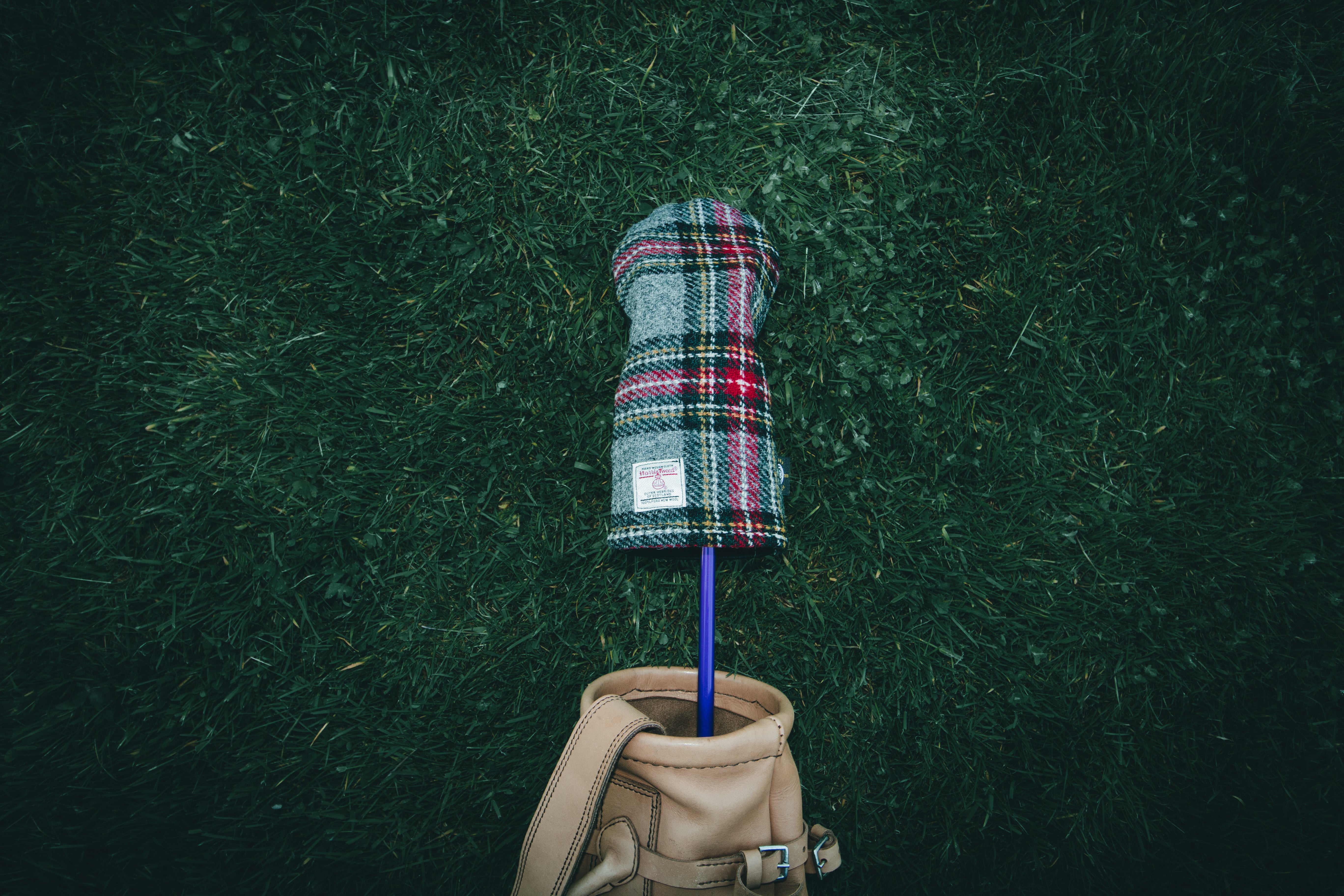 Grey & Red Tartan Check Harris Tweed® Headcovers