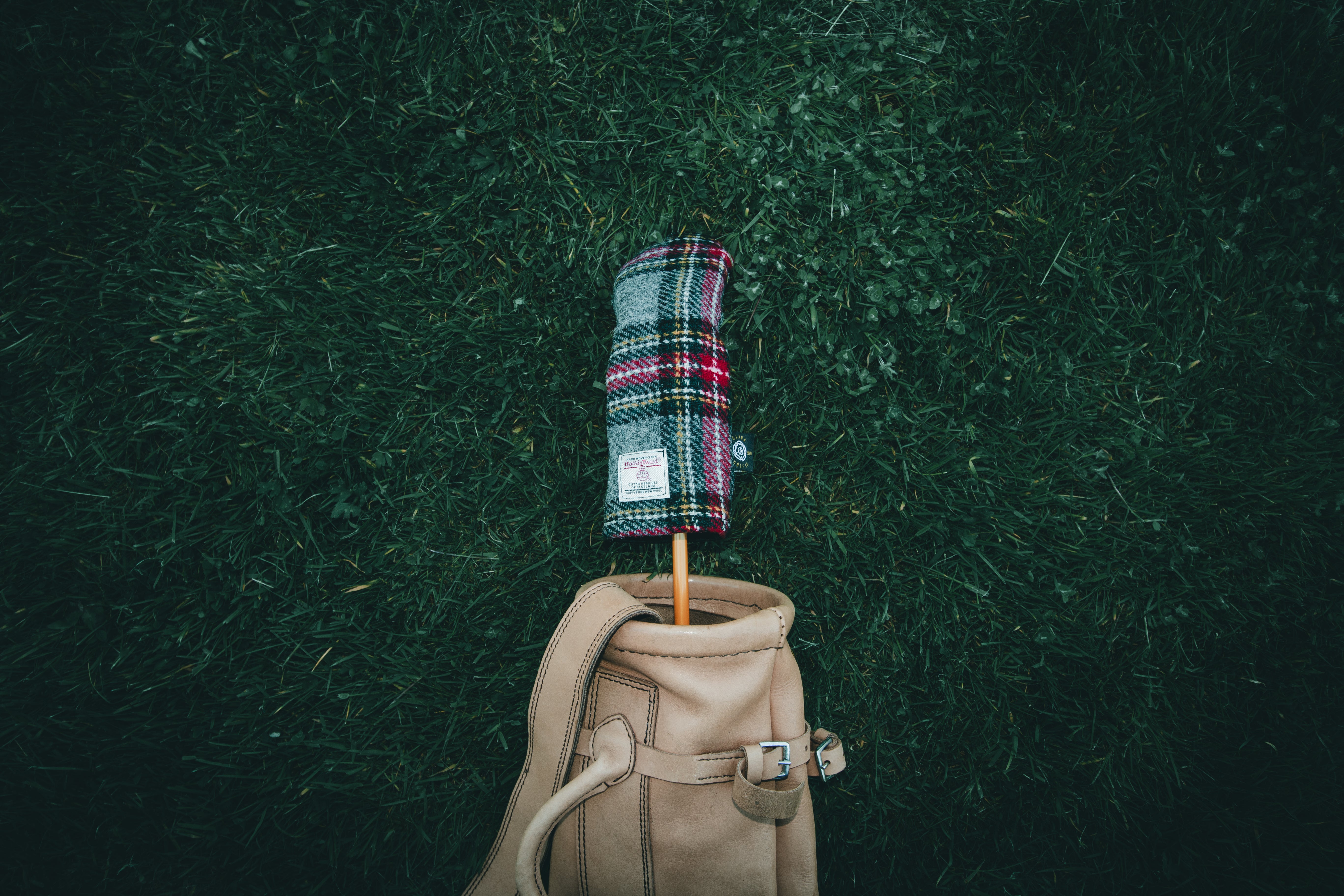 Grey & Red Tartan Check Harris Tweed® Headcovers