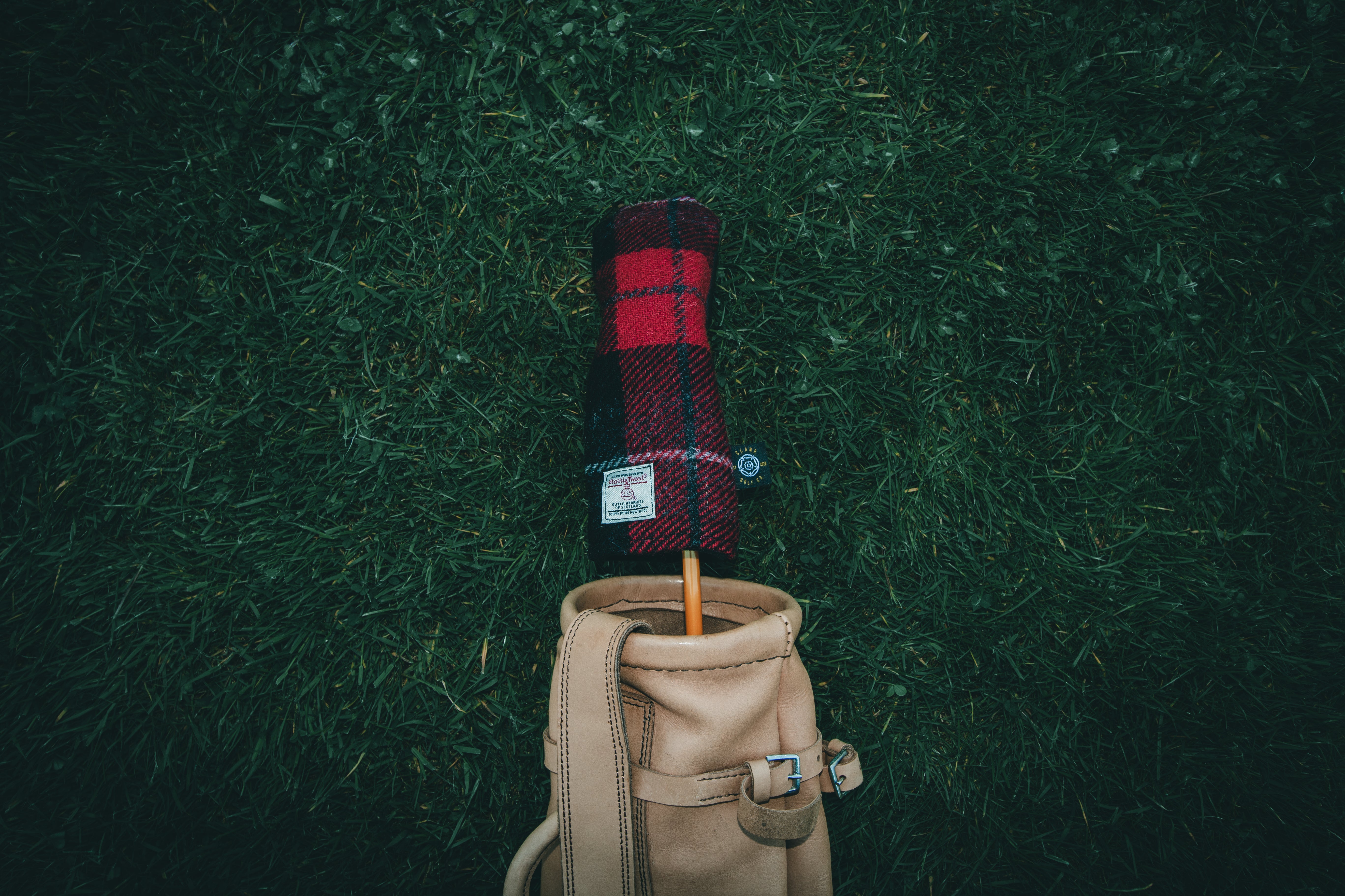 Black & Red Tartan Check Harris Tweed® Headcovers