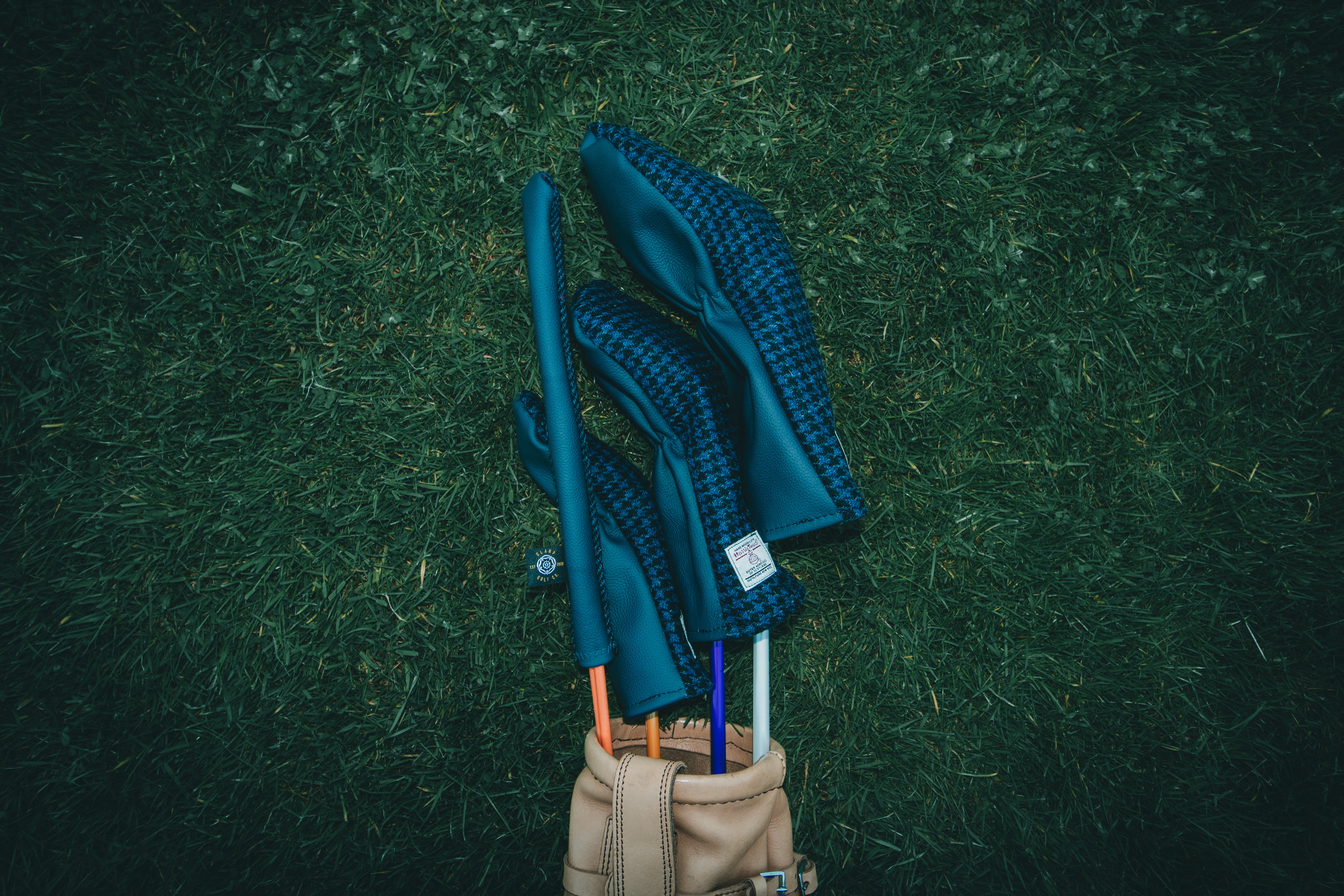 Navy Blue & Black Houndstooth Harris Tweed® Headcovers