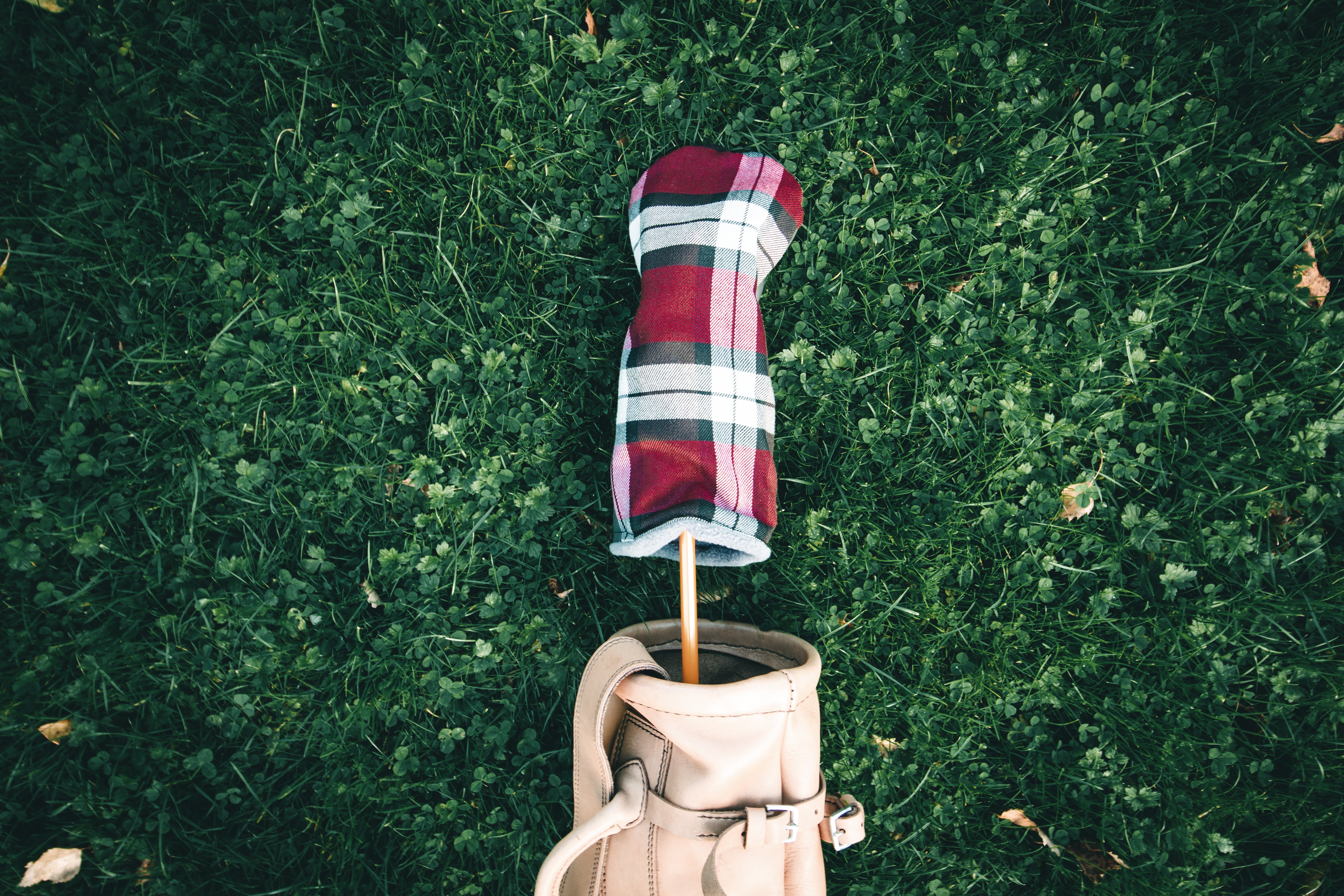 Red tartan headcovers